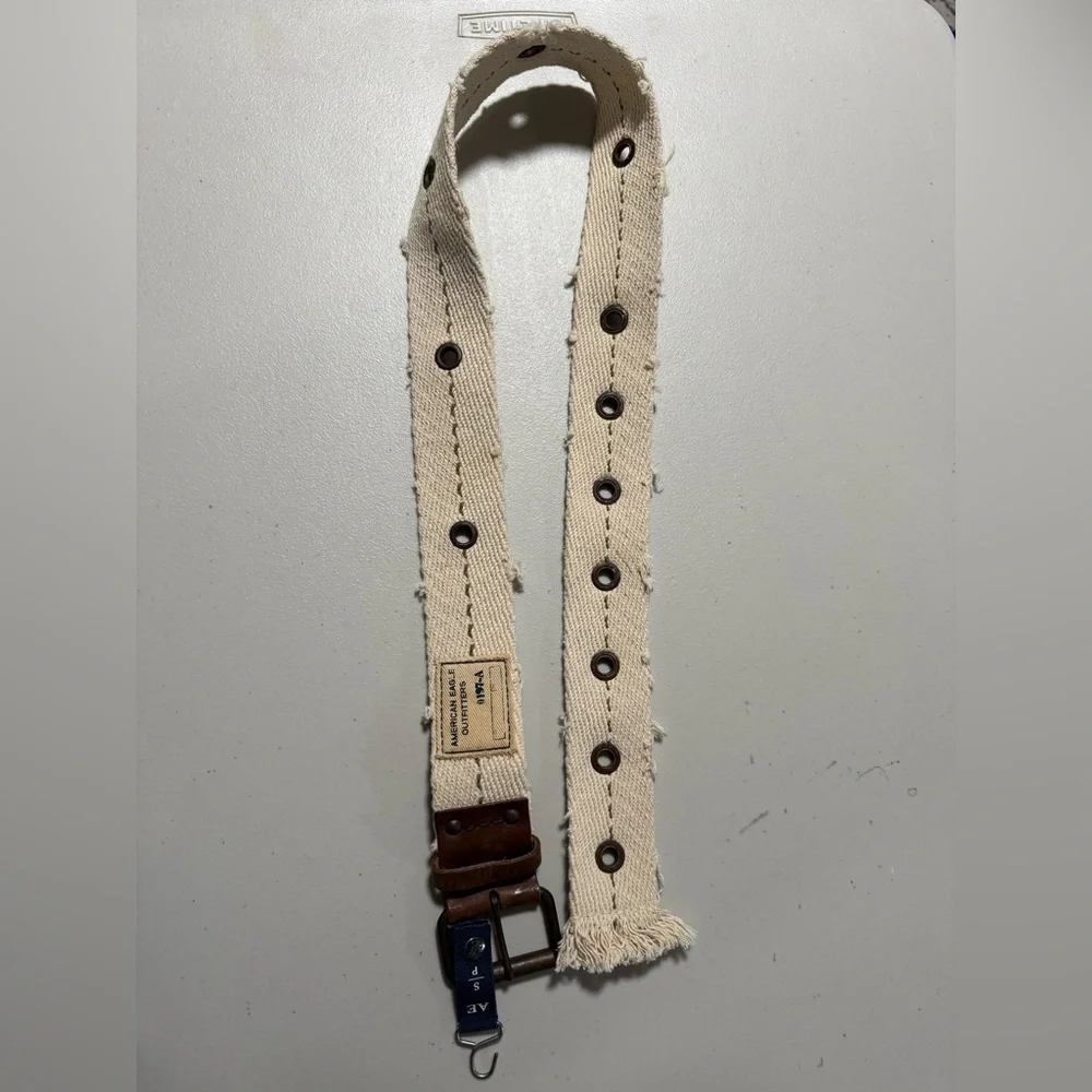 American Eagle Wide Canvas Grommet Belt Size Small Y2K Gorpcore Utility